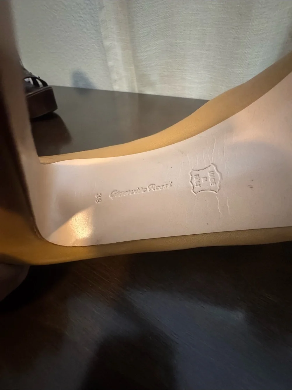 Gianvito Rossi Tan Open-Toe Wedge Mules
